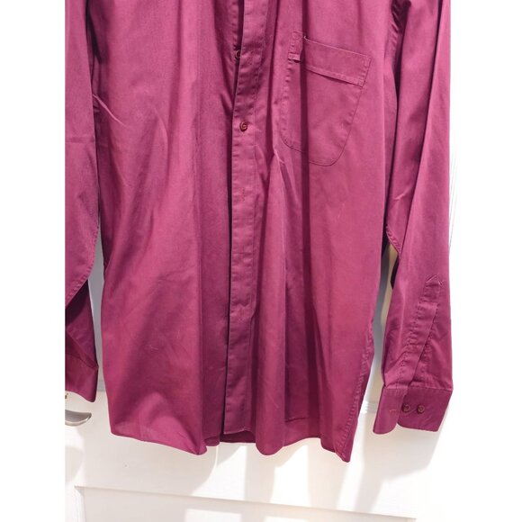 Kilburne & Finch Men’s Dress Shirt 17 34/35 Burgundy – Classic Fit Long Sleeve - Picture 2 of 13